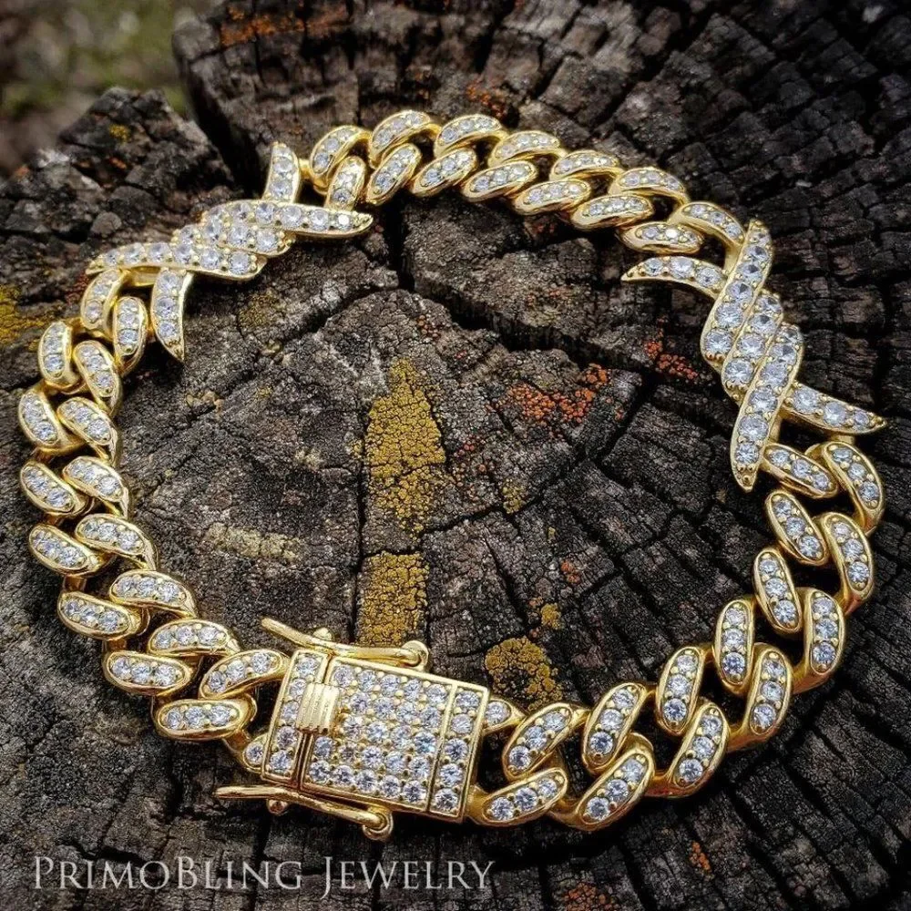 Gold Cuban Link Barbed Wire Bracelet